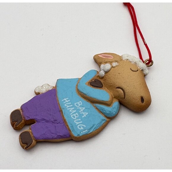 Hallmark Christmas Ornament Baa Humbug Sheep Cookie Style Tree Trimmer 1988 - Picture 4 of 6